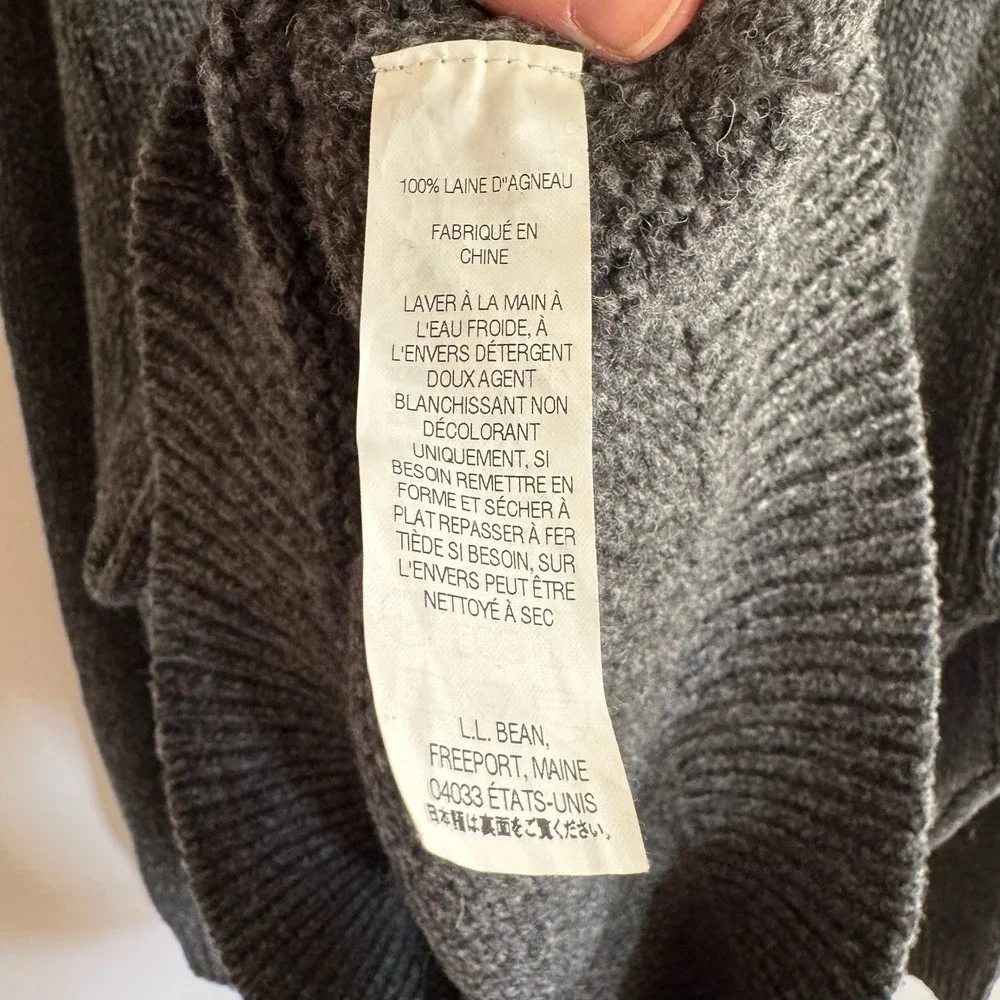 L.L. Bean Vintage Mens Lambswool Henley‎ Sweater XL Gray Thick Fisherman